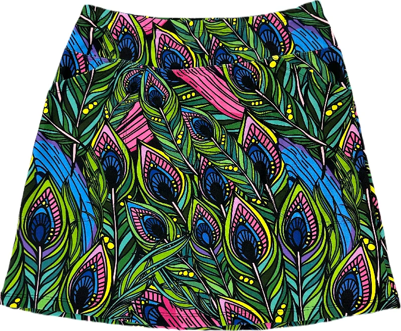 Bskinz Women's Knit Printed Stretch 18"" Pull-On Skort-Peacock Paisley