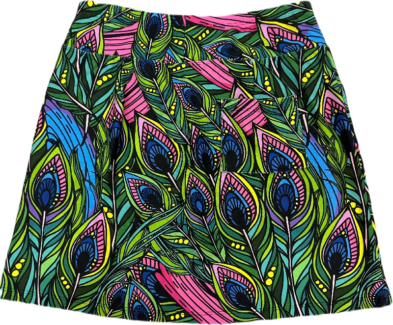 Bskinz Women's Knit Printed Stretch 18"" Pull-On Skort-Peacock Paisley