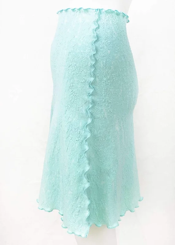 Fair Aqua Static Ocean Jacquard Knit Bias Skirt