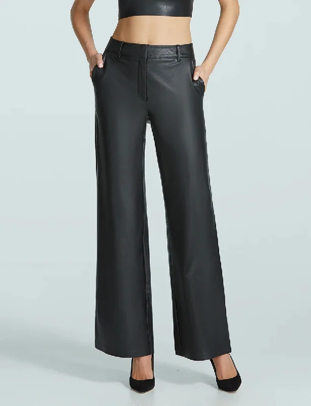 Faux Leather Wide-Leg Trouser