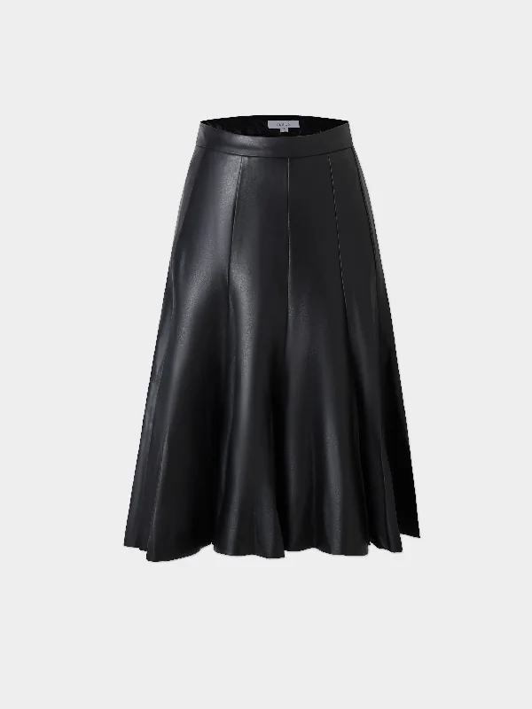 Flare Leather Skirt 25.5""-Black