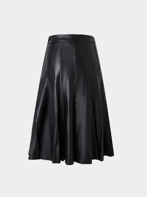 Flare Leather Skirt 25.5""-Black