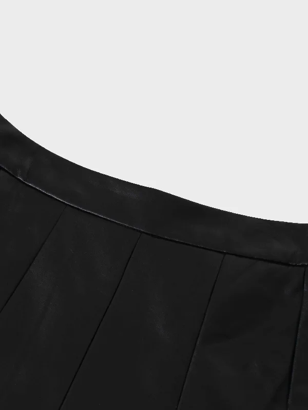 Flare Leather Skirt 25.5""-Black