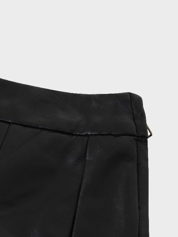 Flare Leather Skirt 25.5""-Black