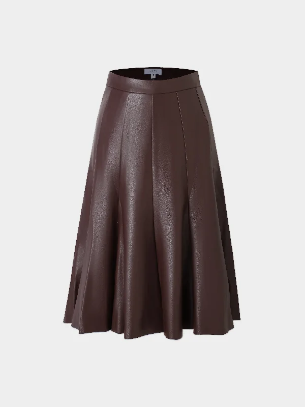 Flare Leather Skirt 25.5""-Brown