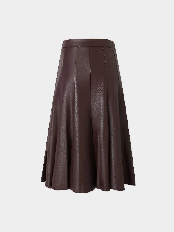 Flare Leather Skirt 25.5""-Brown