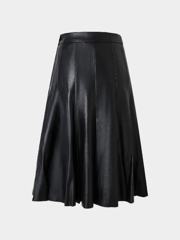 Flare Leather Skirt 27""-Black