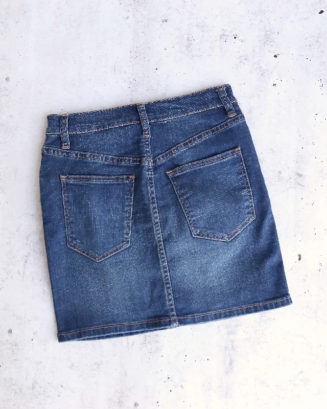 Free People Teagan Denim Mini Skirt in Dark Denim