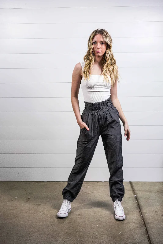 High Waisted Joggers (Charcoal)