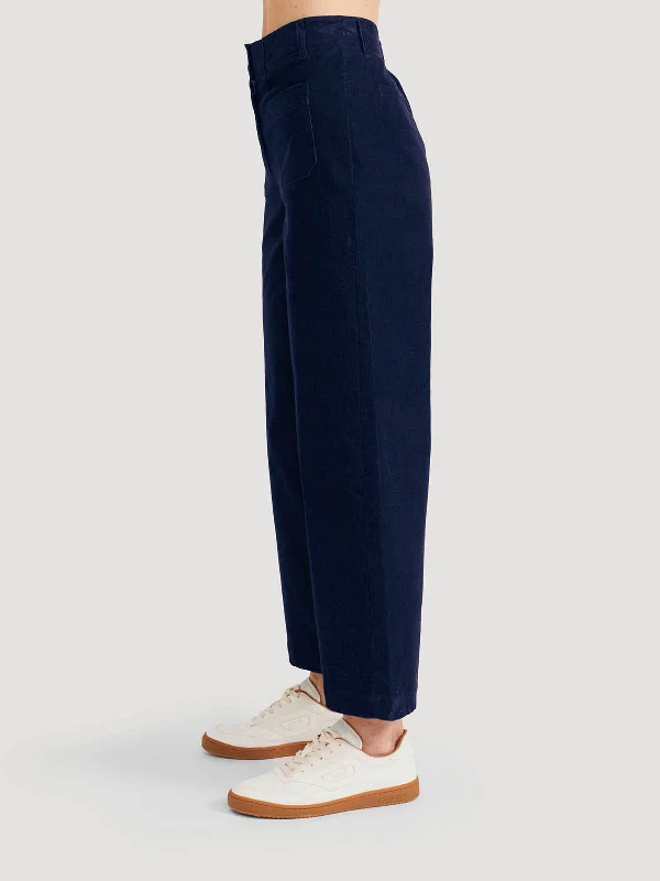 Milou Organic Cotton Corduroy Wide Leg Culottes - Navy