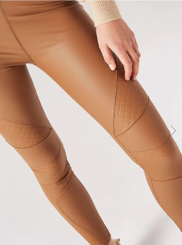 Quilted Panel Pu Legging