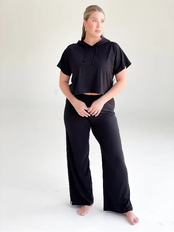 Raider Wide Leg Lounge Pants - Black