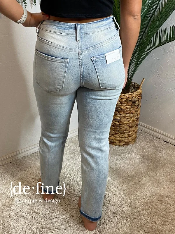 Risen Mid Rise Crop Distressed Girlfriend Jeans Regular & Curvy