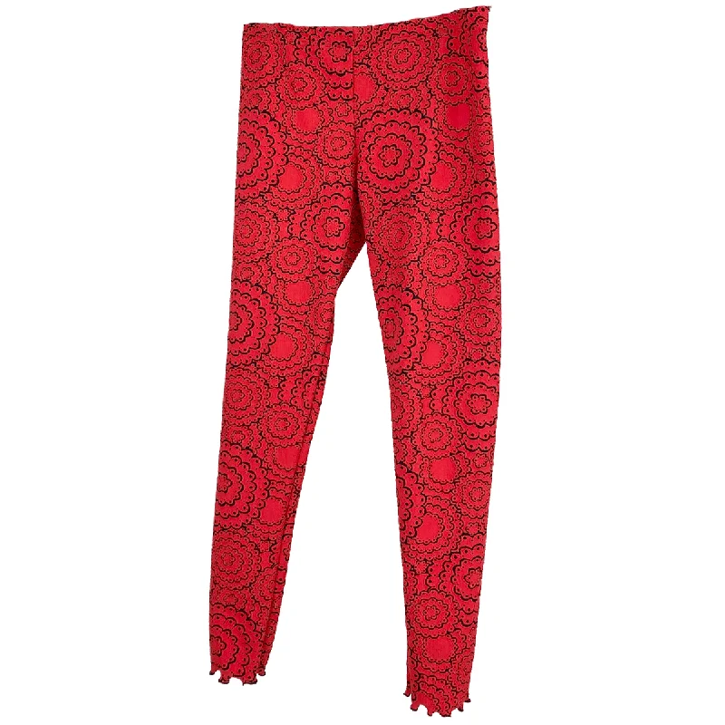 Rococco Red Doily Jacquard Knit Textured Legging