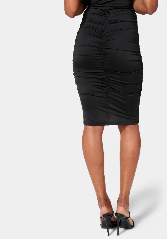 Ruched Front Knit Skirt