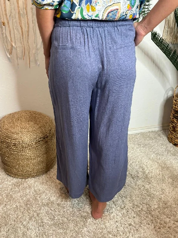 Slate Blue Crop Wide Leg Pants